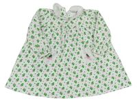 Bílo-zelené květované šaty s límečkem 6-12m