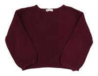 Vínový žinylkový svetr H&M