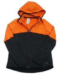 Oranžovo-černá sportovní propínací mikina s kapucí Decathlon