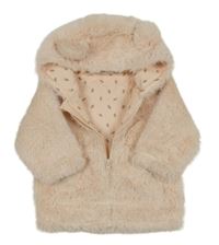 Světlerůžová kožešinová podšitá bunda s kapucí 