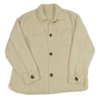 Smetanová huňatá košilová bunda 