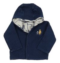 Tmavomodrá prošívaná propínací podšitá mikina s Púem a kapucí M&S