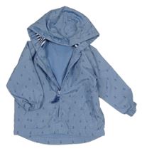 Světlemodrá šusťáková jarní bunda s kotvami a kapucí F&F