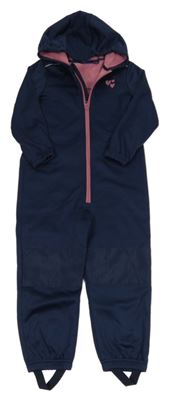 Tmavomodrá softshellová kombinéza se srdíčky s kapucí Lupilu