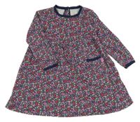 Tmavomodro-růžové květované bavlněné šaty Jojo Maman Bébé