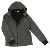 Tmavošedo-černá melírovaná softshellová bunda s odepínací kapucí H&M