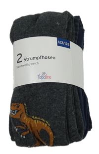 Nové - 2x punčocháče - tmavošedé + pruhované punčocháče Topolino