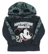 Tmavošedo-army mikina s Mickeym a kapucí Disney