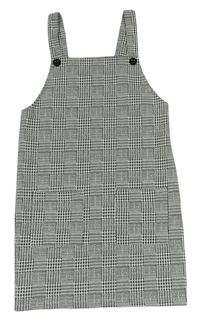 Černo-šedé kostkované vzorované úpletové šaty se třpytkami 