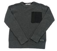 Šedý vzorovaný svetr s kapsou H&M