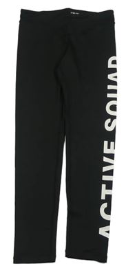 Černé sportovní legíny s nápisem H&M