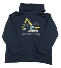 Tmavomodrá mikina s bagrem a komínovým límcem Topolino