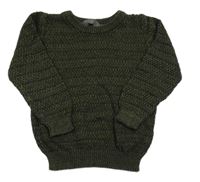 Khaki-tmavomodrý vzorovaný svetr Primark 