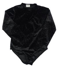 Černé sametové cvičební body se třpytkami a volánky Zara