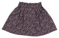 Tmavomodrá manšestrová sukně s kytičkami Name it 
