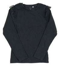 Tmavošedé žebrované triko se síťovinou Name it