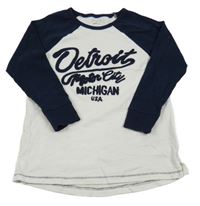 Bílo-tmavomodré triko s nápisem Next 