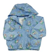 Světlemodrá šusťáková jarní bunda s krokodýly a kapucí M&S