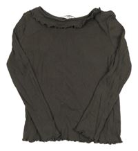 Tmavošedé žebrované triko s kroucenými lemy C&A