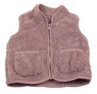 Starorůžová kožešinová vesta 