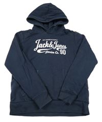 Tmavomodrá mikina s logem a kapucí Jack & Jones