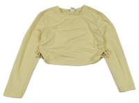 Smetanové crop triko se stahováním Shein