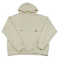 Smetanová oversize mikina s potiskem a kapucí Zara