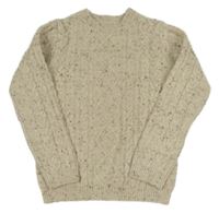 Béžovo-hnědý melírovaný vzorovaný vlněný svetr Primark