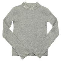 Šedý žebrovaný svetr s perlami River Island 