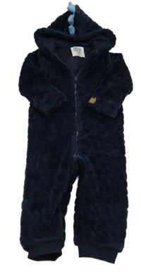 Tmavomodrá kožešinová podšitá kombinéza s kapucí F&F