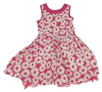 Růžové plátěné květované šaty 