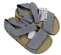 Nové - Tmavomodro-bílé pruhované plátěné sandály Next vel. 23