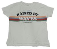 Bílé tričko s nápisem a pruhy Reserved 