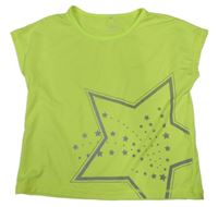 Citronové sportovní crop tričko s hvězdičkami Yigga