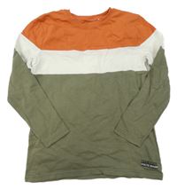 Khaki-bílo-oranžové triko Yigga
