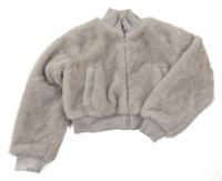 Šedá kožešinová crop bunda Primark 