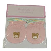 Světlerůžové rukavice s medvídkem Baby Charm