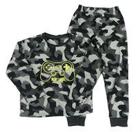 Šedo-černé army fleecové pyžamo s ovladačem Matalan