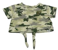 Arny crop tričko s palmami z flitrů PRIMARK