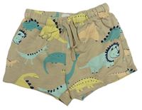 Béžovohnědé teplákové kraťasy s dinosaury H&M