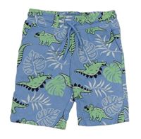 Světlemodré teplákové kraťasy s dinosaury a listy PRIMARK