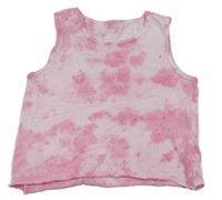 Růžovo-bílý batikovaný crop top 
