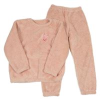 2Set - Světlerůžová chlupatá mikina se zajíčkem + kalhoty 