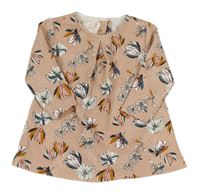 Pudrové vzorované šaty s kytičkami zn. Zara 