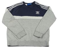 Tmavomodro-bílo-šedá melírovaná mikina zn. Adidas