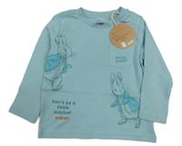 Nové - světlemodré triko s králíčky - Peter Rabbit a kapsou