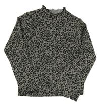 Šedo-černý vzorovaný melírovaný úpletový rolák ZARA