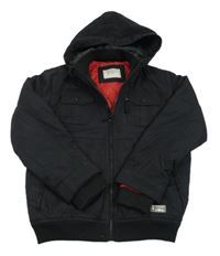 Černá šusťáková zateplená bunda s kapucí George