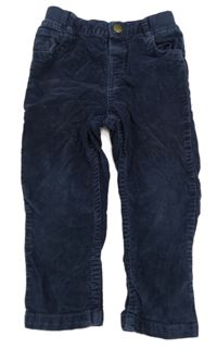 Tmavomodré manšestráky s úpletovým pasem C&A