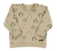 Světlebéžová mikina s tučňáčky Topomini